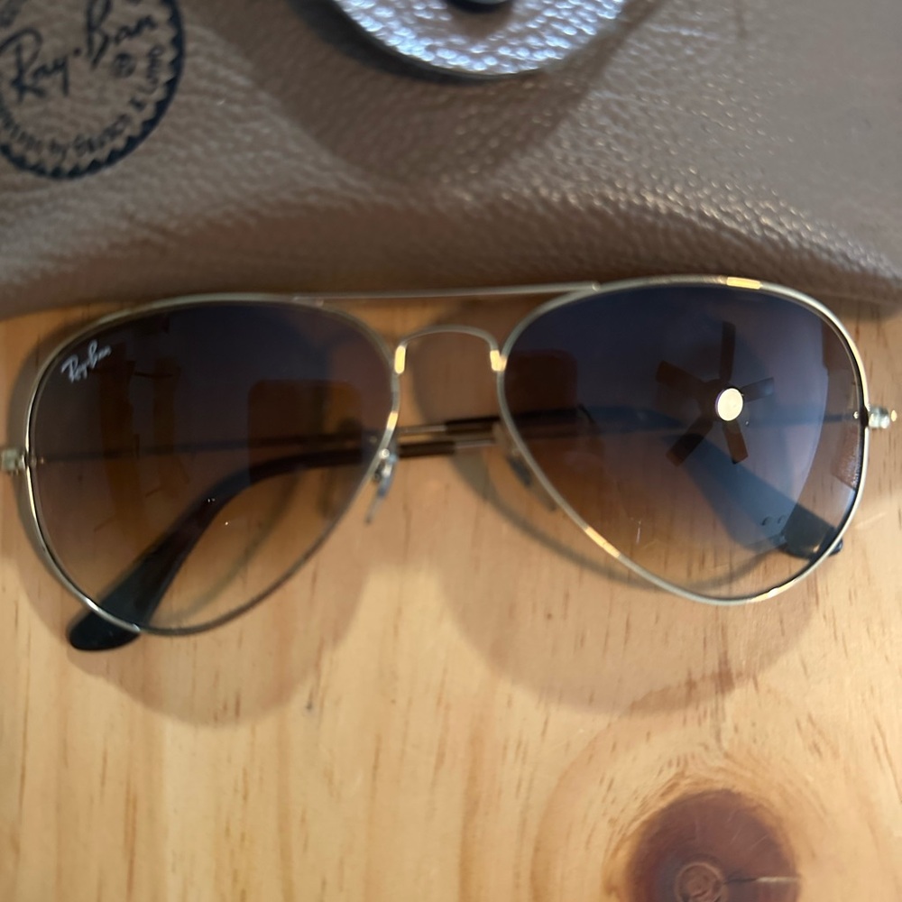 Ray-Ban Gold Frame Sunglasses with Brown Lenses